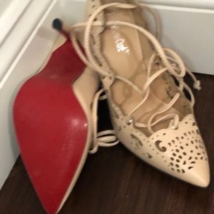 Imitation Red Bottom lace up heels